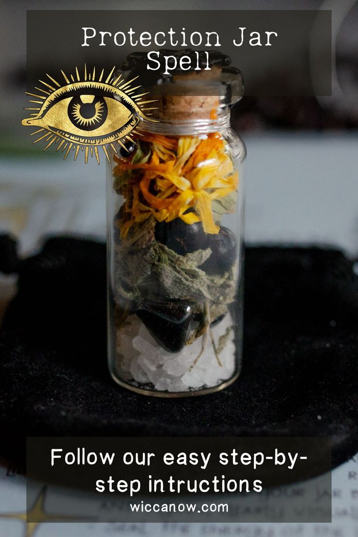 Learn how to create your own ultimate protection jar with our easy to follow spell instructions. We'll teach you everything you need to know about jar spells so you'll be sure to cast a powerful protection spell. #protectionspell #jarspell #witchtips Home Protection Spell Jar Diy, Good Energy Spell Jar, Protection Spell Jar Ingredients, Karma Spell Jar Witchcraft, Powerful Protection Spell Jar, Protection Jar For Car, Happy Home Spell Jar Recipe, Protection Spells Jar Easy, Diy Spell Jars Recipes