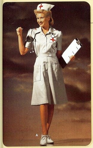 a woman in a nurse uniform holding a clipboard