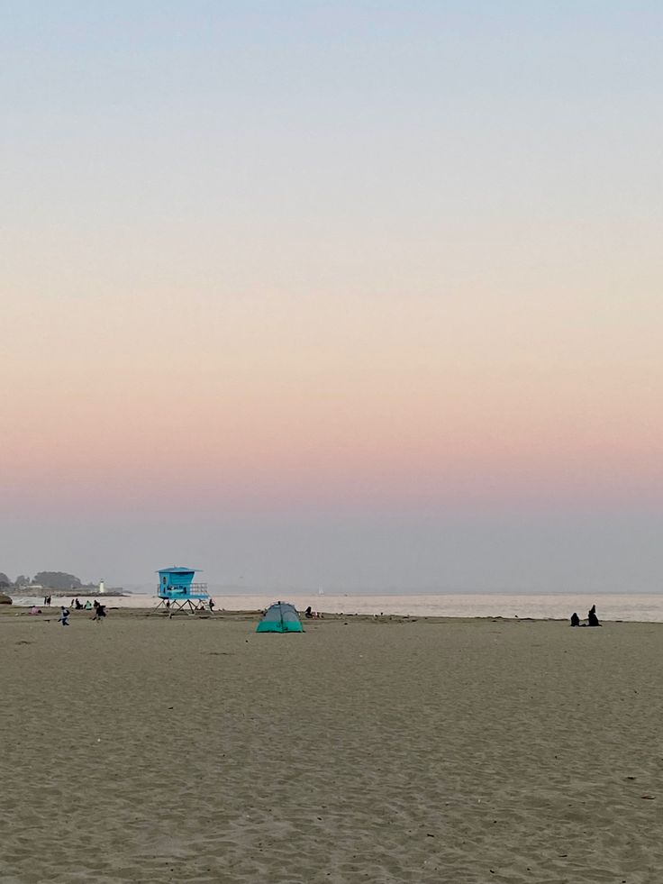 people are on the beach flying kites at sunset