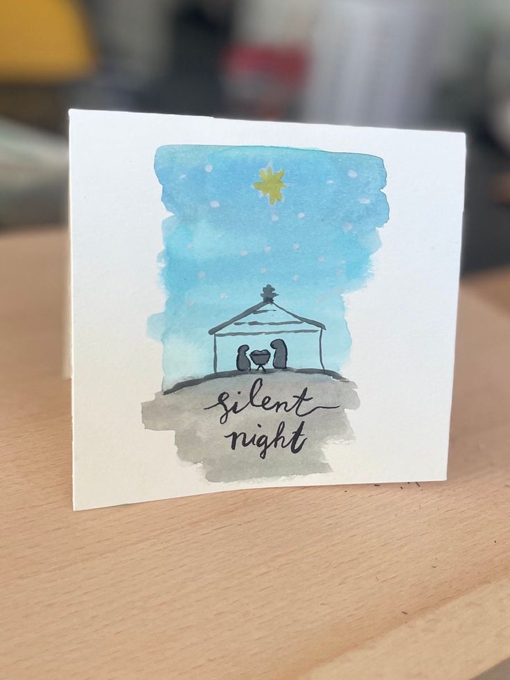 a small card with a nativity scene on it