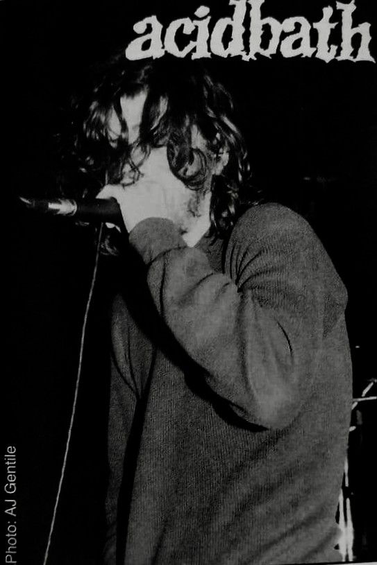 dax riggs of acid bath singing into mic Dax Riggs, Acid Bath, Bath, Band, Black And White, Hair, White, Black