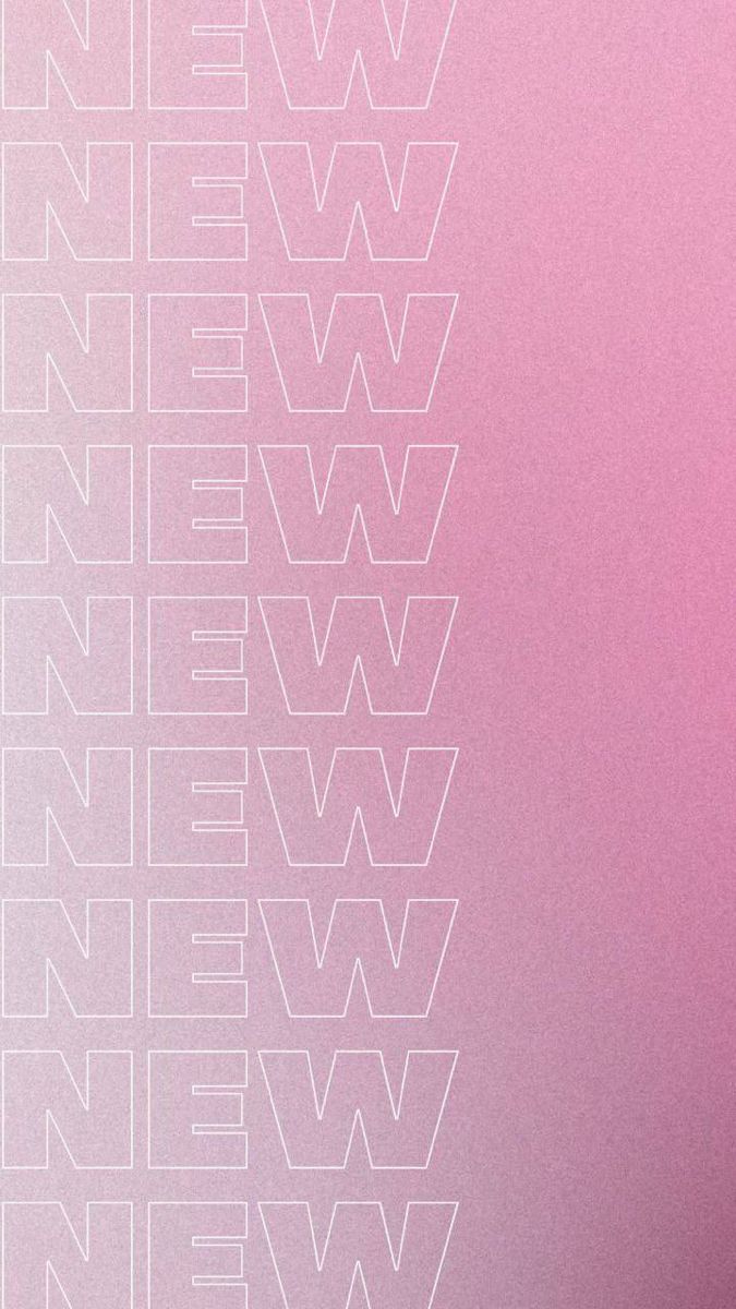 a pink and white background with the words new on it