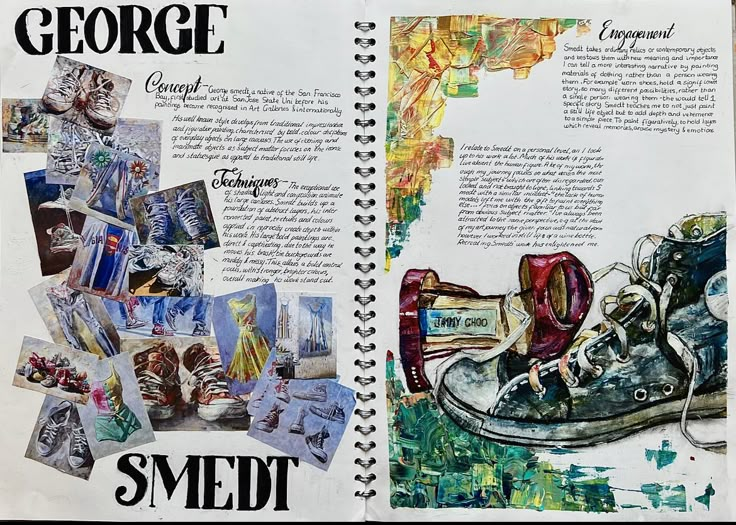 an open book with pictures and words about shoes on the pages, including images of people's feet