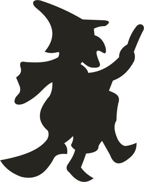 a black and white silhouette of a witch