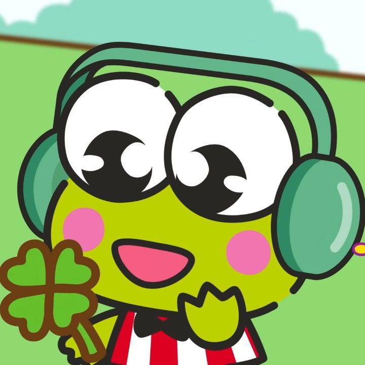 a cartoon character wearing headphones and holding a shamrock