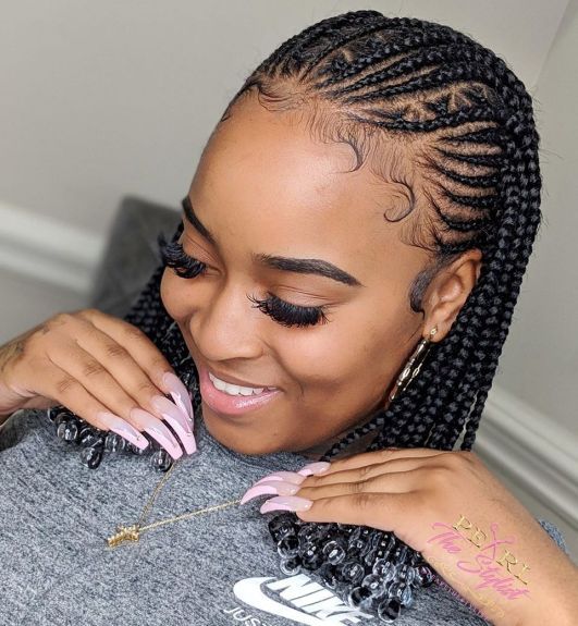 Two Cornrow Braids, Long Cornrows, Half Cornrows, Braided Lines, Scalp Braids, Cornrow Ponytail, Cabello Afro Natural, American Hairstyles, African Hair Braiding Styles