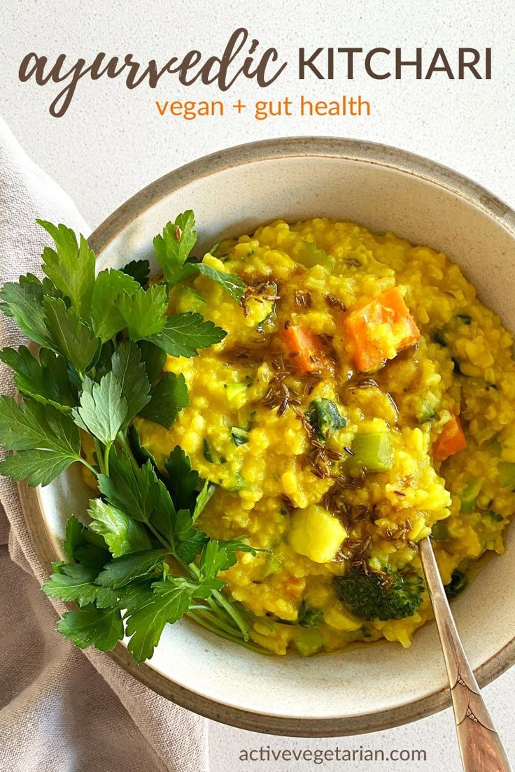 a white bowl filled with food and garnished with cilantro, parsley