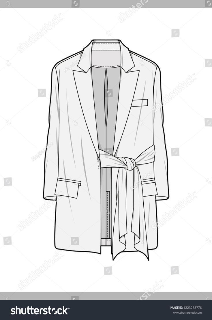 an illustration of a women's blazer jacket with tie around the waist and collar