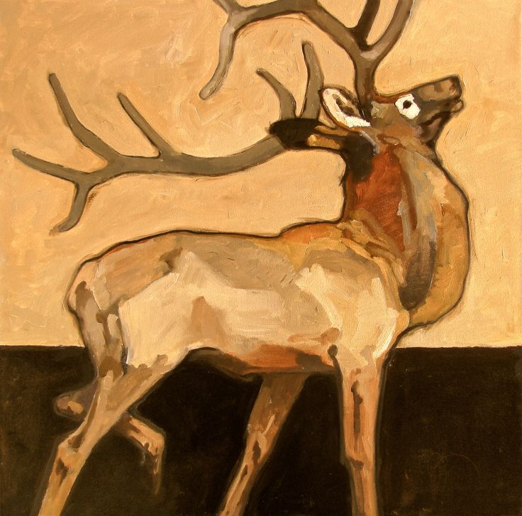 a painting of a deer with antlers on it's head