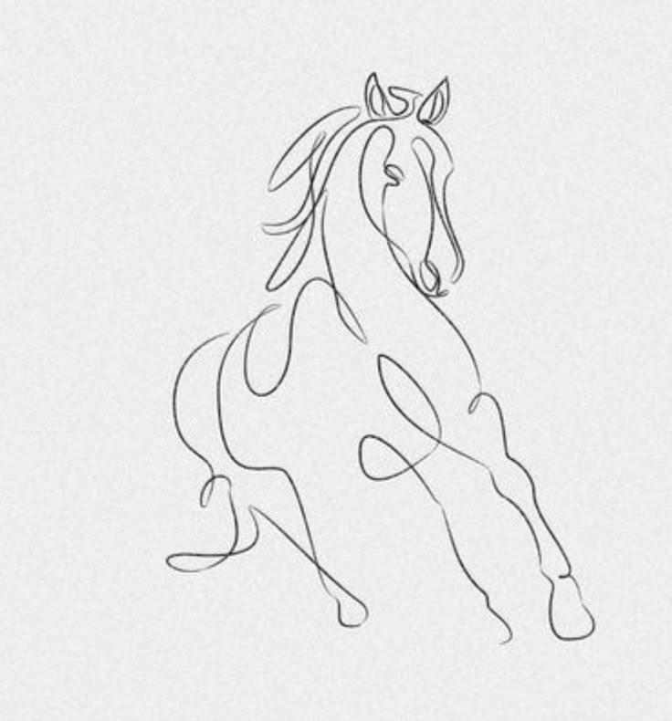 a line drawing of a horse running