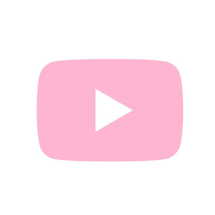 a pink play button with a white arrow on the bottom right hand corner, and a black dot in the middle