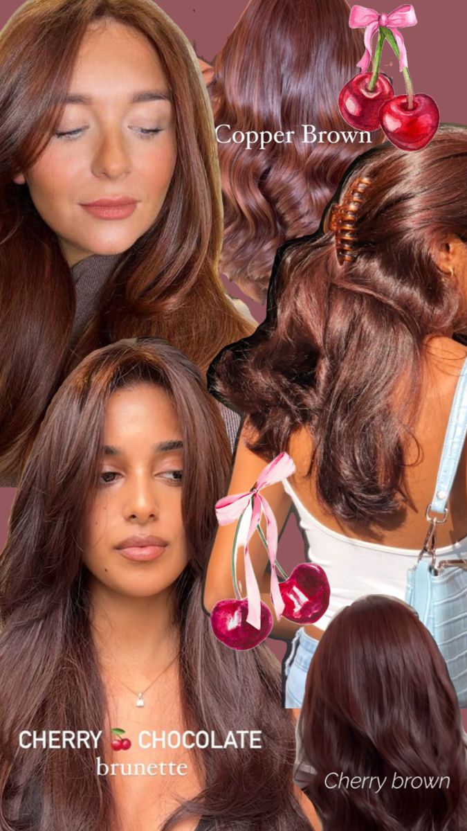 Cherry Brunette, Chocolate Brunette Hair Color, Chocolate Cherry Hair Color, Chocolate Brunette Hair, Chocolate Cherry Hair, Cherry Brown Hair, Deep Brown Hair, Chocolate Brunette, Copper Brown Hair