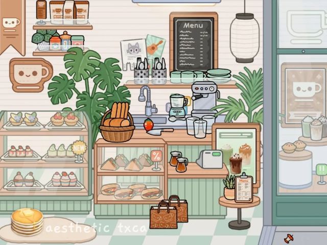 an illustration of a coffee shop filled with lots of items