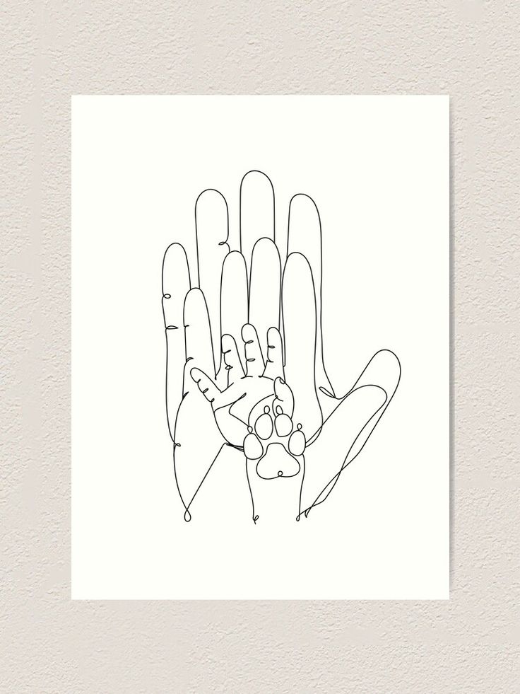 a black and white drawing of a hand holding something in it's palm poster