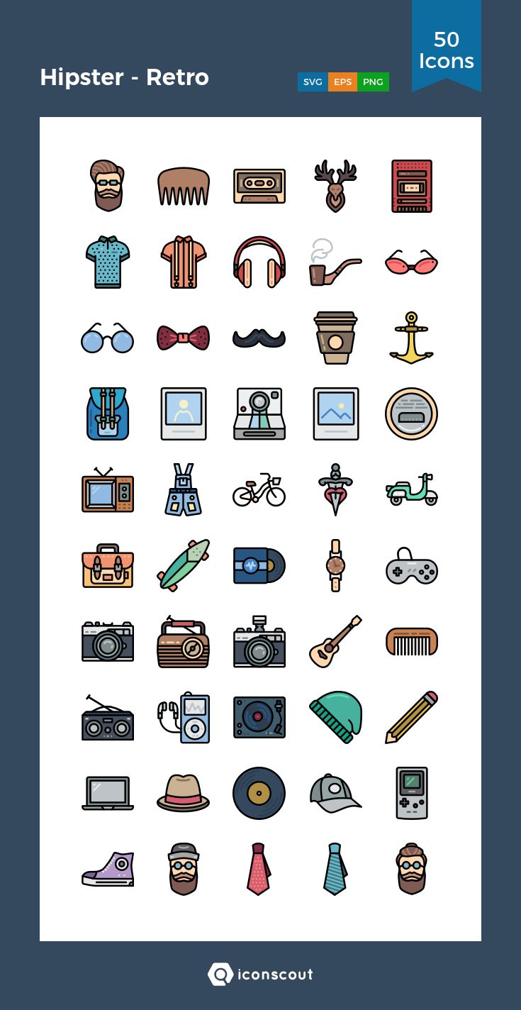 a poster with different types of objects on it's sides and the words hipster retro