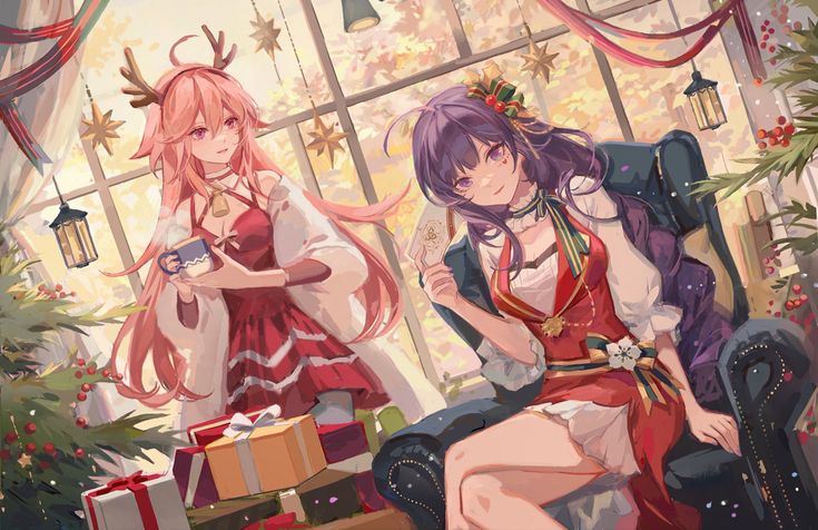 Merry Christams, Christmas Profile Pictures, Christmas Ships, Anime Christmas, Yae Miko, Cartoon Profile Pictures, Matching Wallpaper, Merry Christmas To You, Christmas Icons