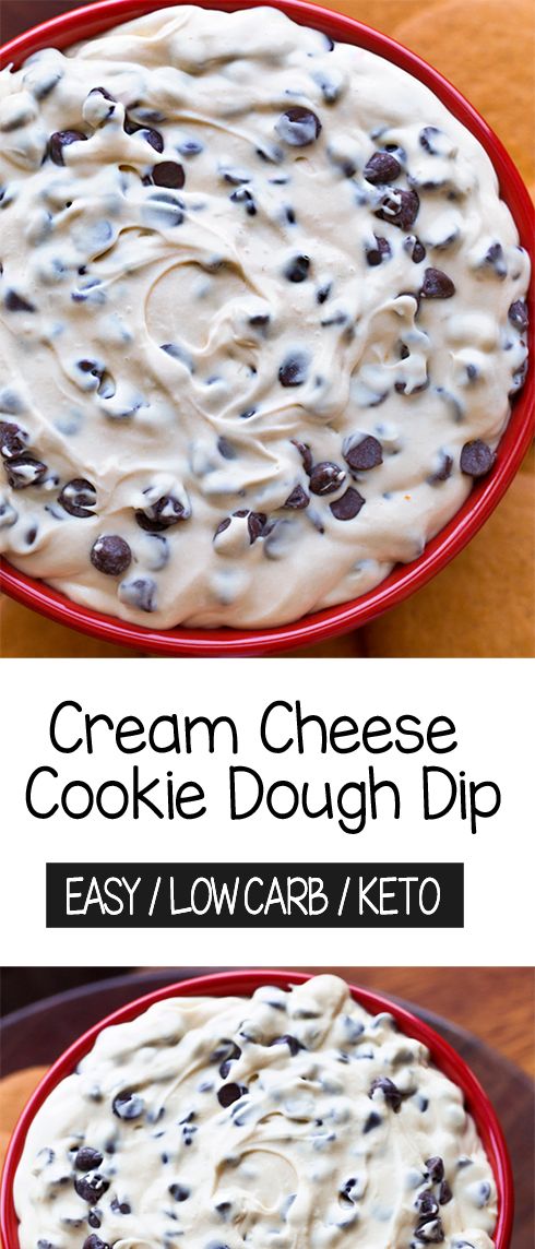 a bowl filled with cream cheese and chocolate chips