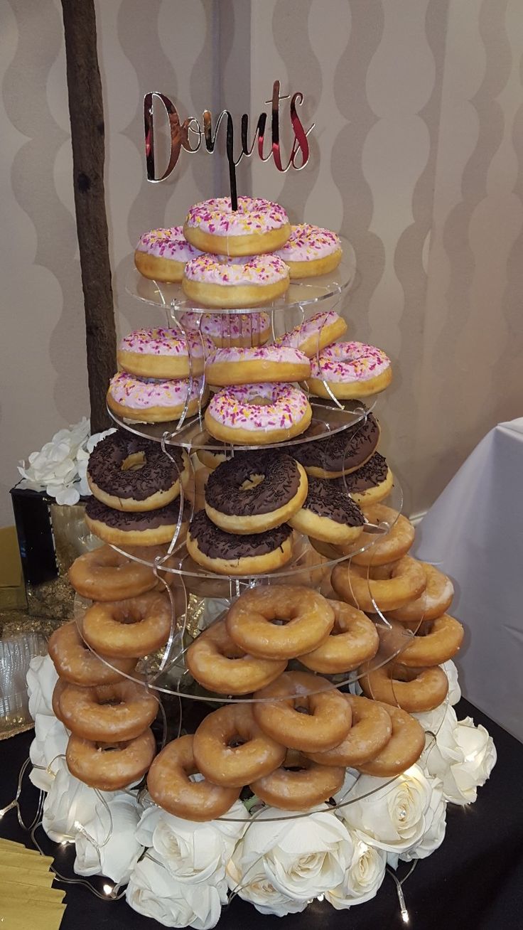 there are many donuts stacked on top of each other