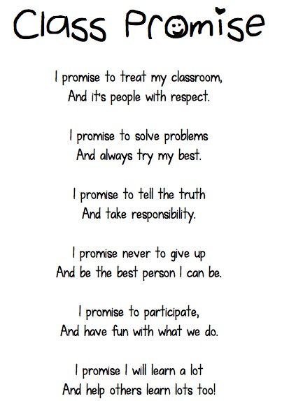 a poem written in black and white with the words class promise on it's side