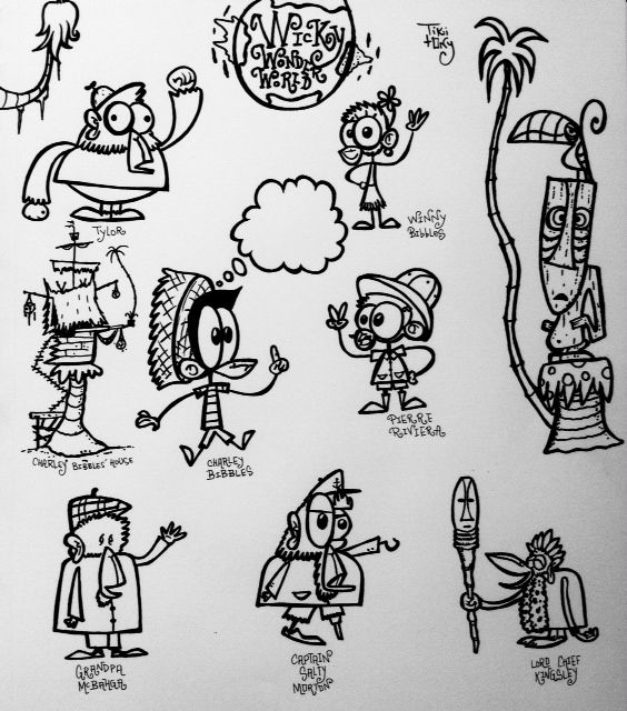 an image of cartoon characters drawn in black and white