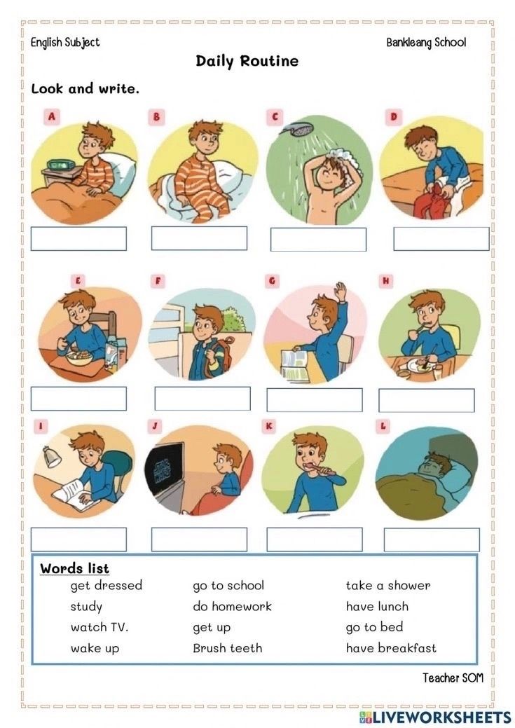 an english worksheet showing how to use the daily routine for children and adults