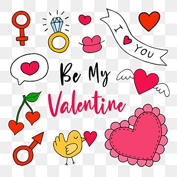 valentine's day clip art with hearts, flowers and other items on the bottom