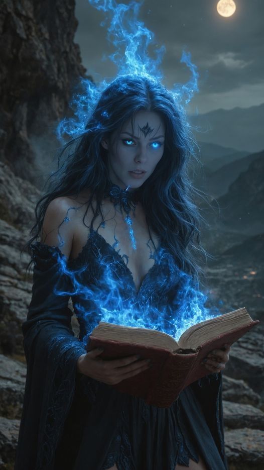 a woman with blue hair and makeup holding an open book in front of her face