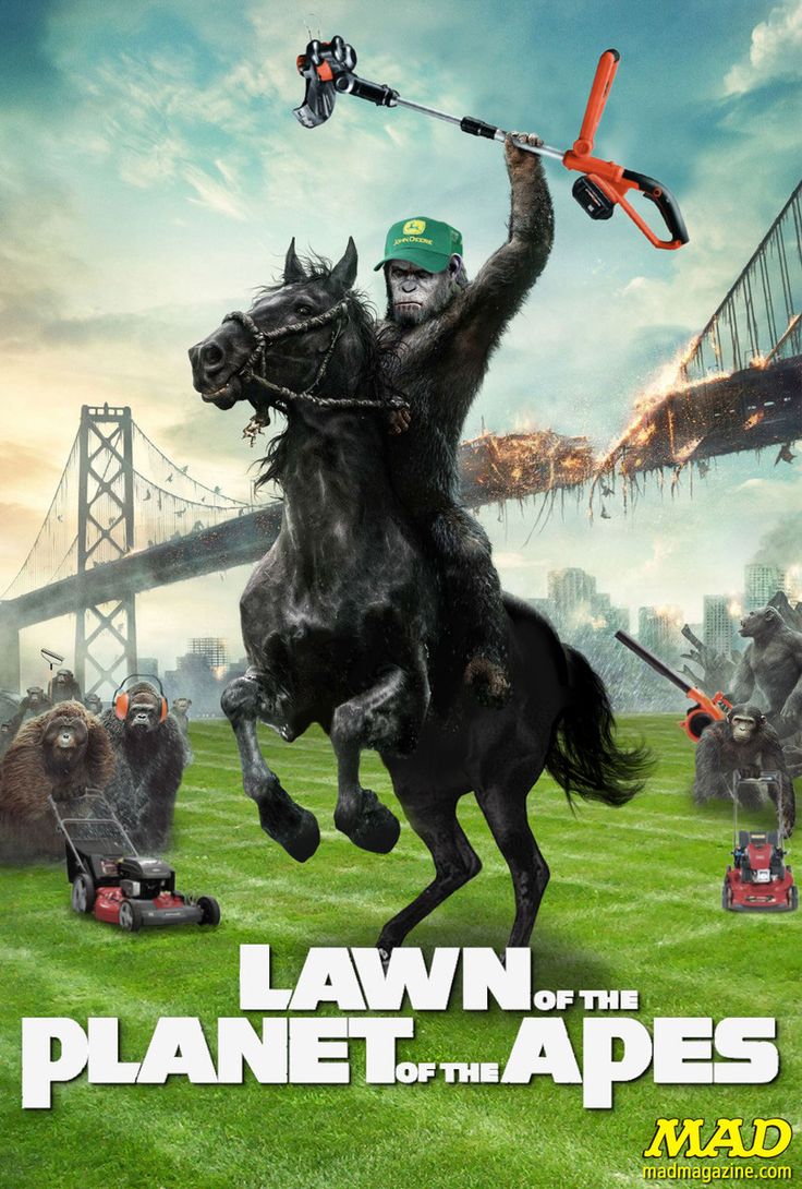 the movie poster for lawn on the planet of the apples, featuring a man riding a horse