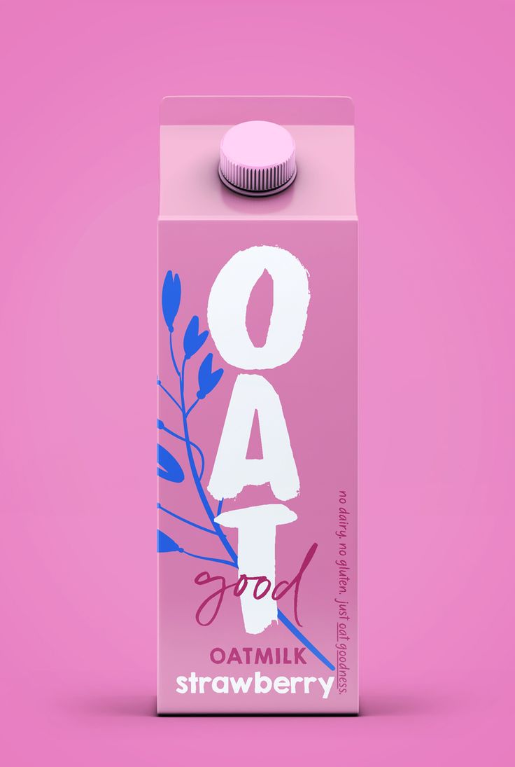 a carton of oat milk on a pink background with the word oat written in white