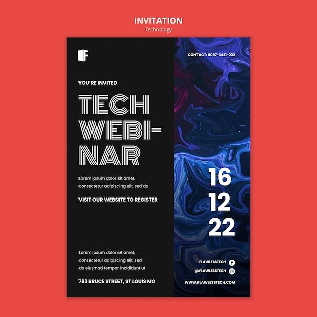 a black and blue poster with the words tech web nar on it