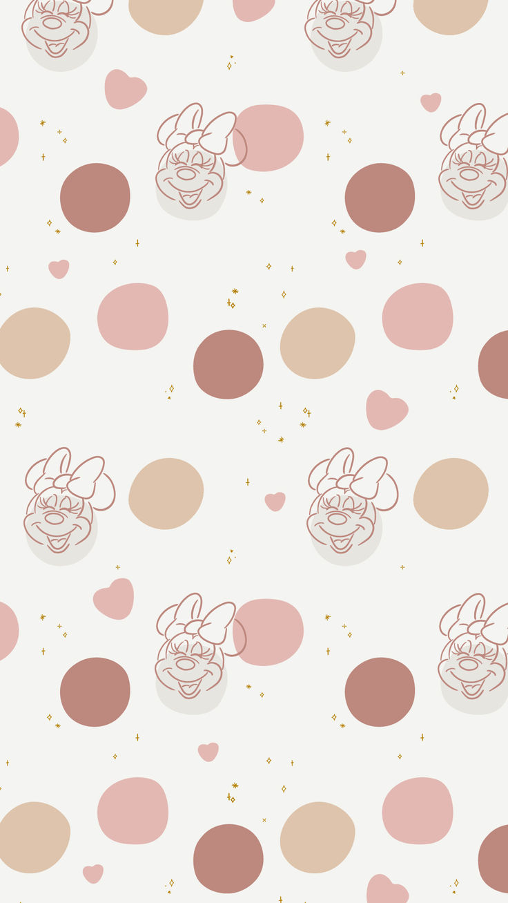 an image of a cartoon character on a polka dot wallpaper background with hearts and dots