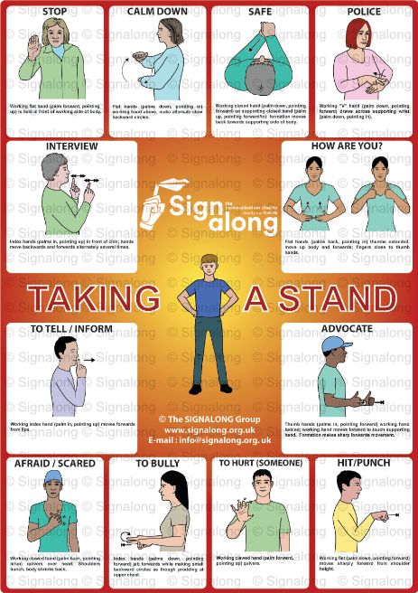 Signalong Signs about bullying & hate crime: stop, calm down, safe, how ...