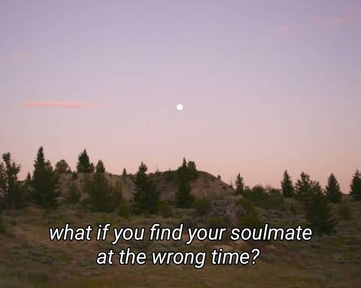 a field with trees in the background and a quote about what if you find your soulmate at the wrong time?