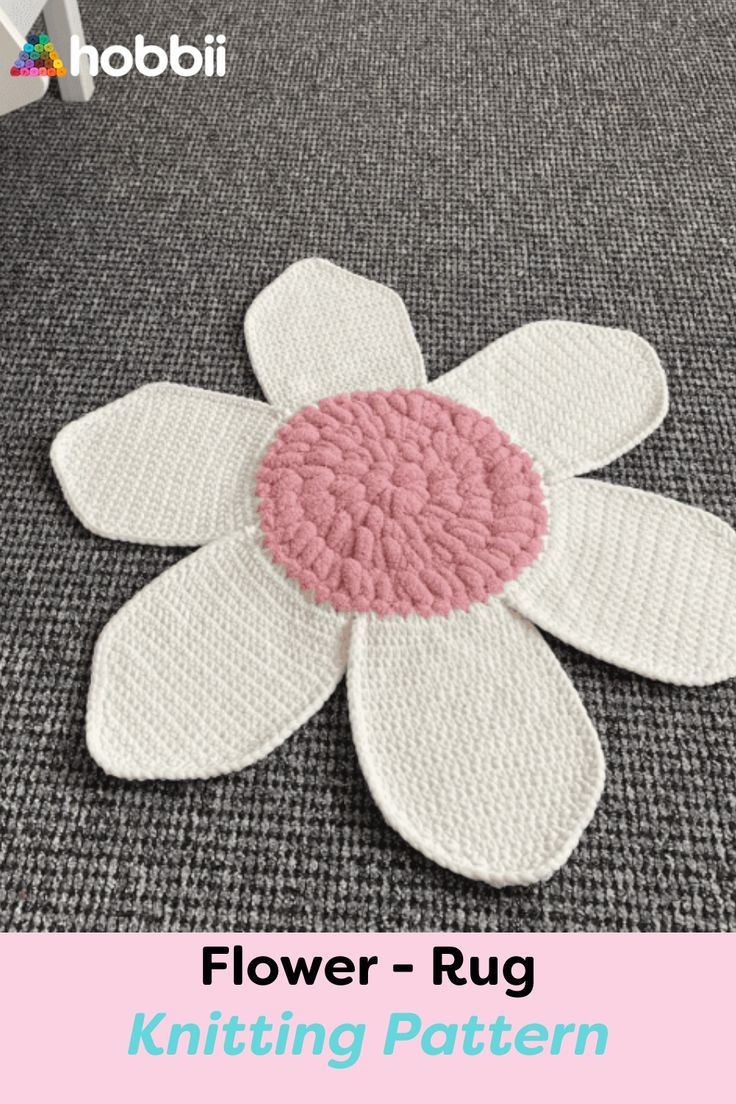 a flower rug is shown with the words,'flower rug knitting pattern'on it