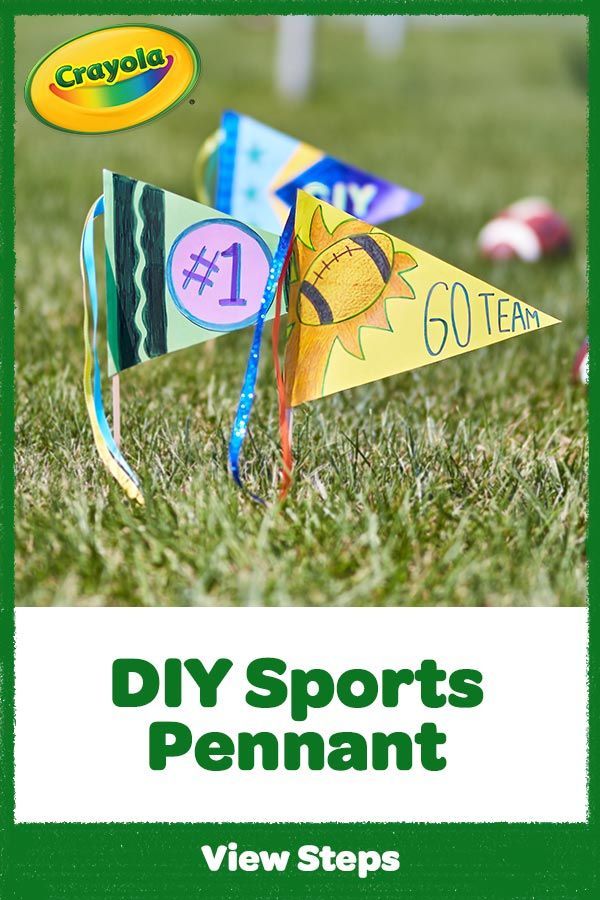 a close up of a kite in the grass with text reading diy sports pennant view steps