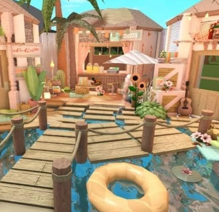 Water Park Ideas, Beach House Layout, Bloxburg Beach House, Preppy House, Summer Beach House, Blocksburg Room Ideas￼, Bloxburg House Ideas 1 Story, Bloxburg House Ideas 2 Floor, Floor Bloxburg