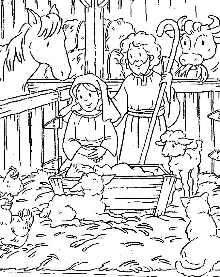 the birth of jesus coloring page for kids with pictures and words to color on it