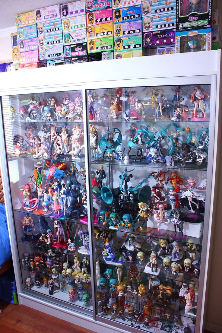 a large display case filled with lots of toys