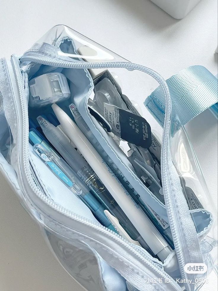 a clear bag filled with lots of different items