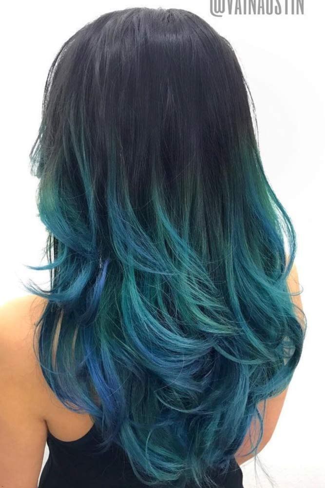 Short Hair, Blue Highlights: A Perfect Match Blue And Green Hair, Ombre Hairstyles, Blue Ombre Hair, Brown Ombre Hair, Turquoise Hair, Silver Blonde, Hair Color Blue, Ombre Hair Color, Hair Dye Colors