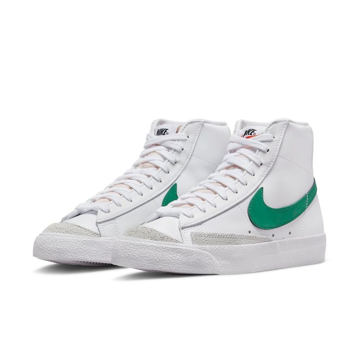 Nike Wmns Blazer Mid '77 Vintage 'White Malachite' CZ1055-119 Nike Blazer Mid 77 Women, Nike Blazer Mid 77 White, Blazer Mid 77 Vintage, Mid Top Shoes, Nike Blazer Mid 77, Look Retro, Nike Blazer Mid, Nike Blazers Mid, Adidas Spezial