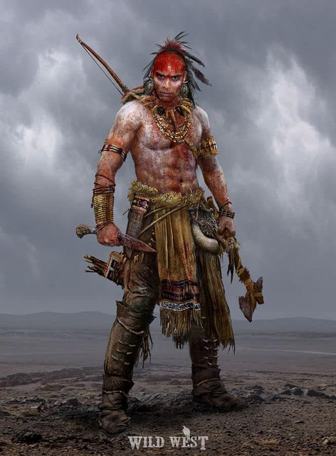 an image of a man in the desert holding two swords and standing with his hands on his hips