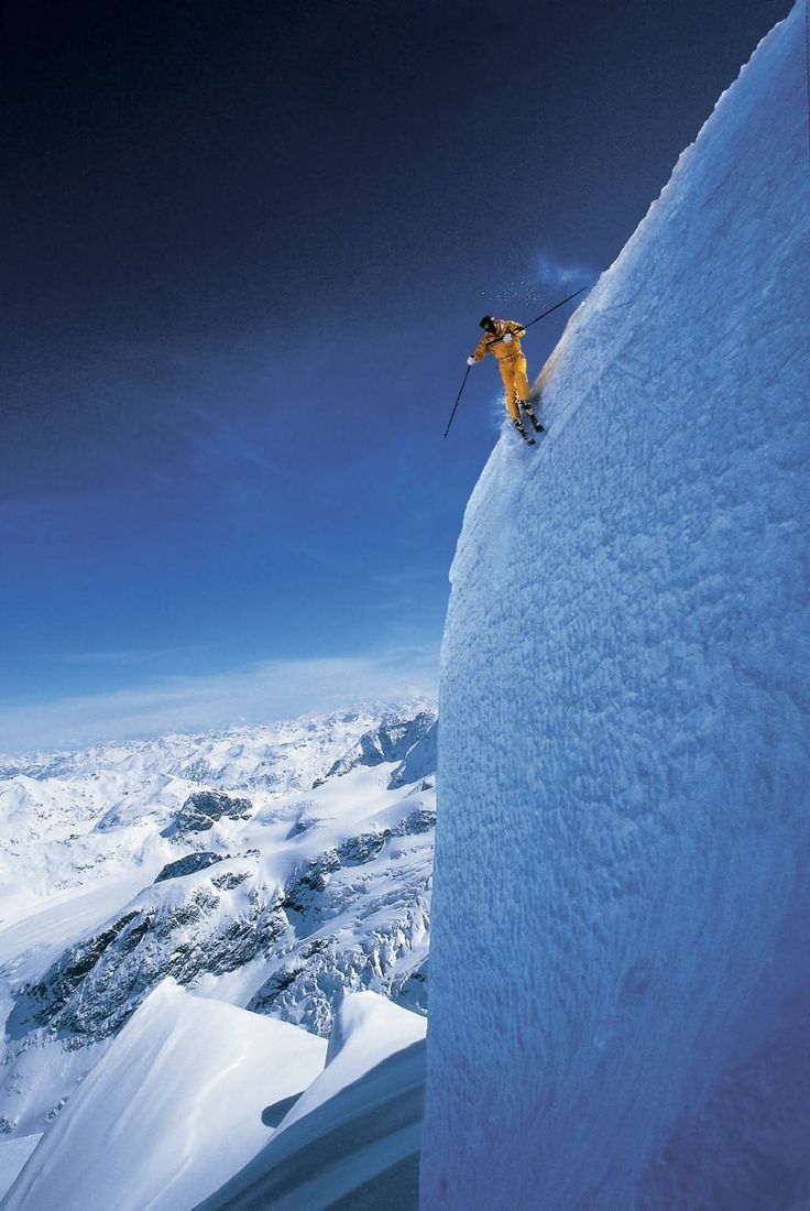 a man skiing down the side of a snow covered mountain with words on it that say, oh hell no