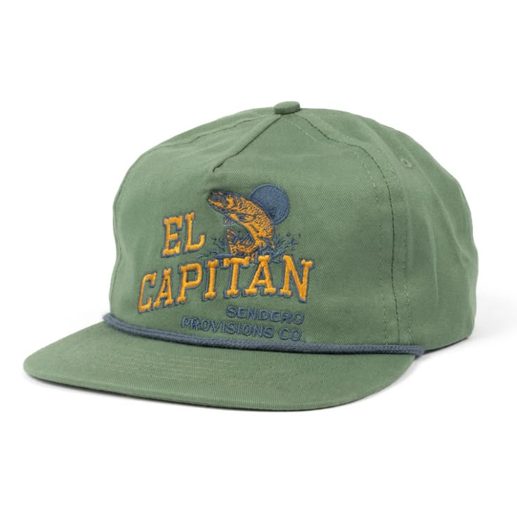 El Capitan Hat – Sendero Provisions Co. Adjustable 5-panel Baseball Cap For Fishing, Adjustable Flat Bill Snapback Hat For Fishing, Adjustable Green Hats For Fishing, Green Fishing Cap, Adjustable Green Hats For Adventure, Vintage Adjustable Hat For Outdoor Activities, Green Curved Brim Hat For Fishing, Rumor Has It, Retro Pop