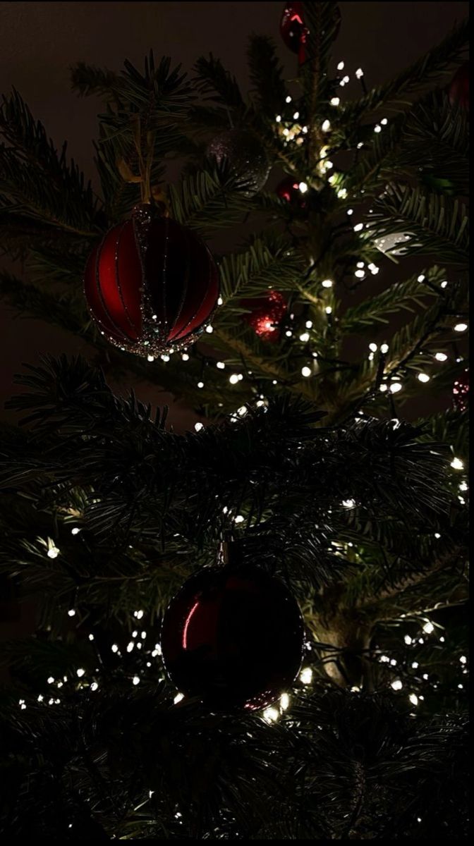 a christmas tree with lights and ornaments on it