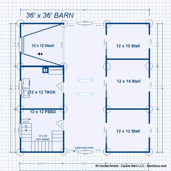 a blueprint shows the floor plan for a barn