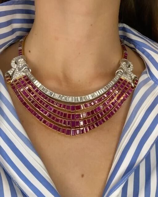 Lab Created Ruby & Diamond Collar Necklace Silver Handmade Highend Women Jewelry Handmade Necklace Designs, Ruby Diamond Necklace, Filipino Clothing, Diamond Collar, Indian Choker, Ruby And Diamond Necklace, Indian Wedding Jewelry Sets, Exotic Jewelry, Gemstone Collection