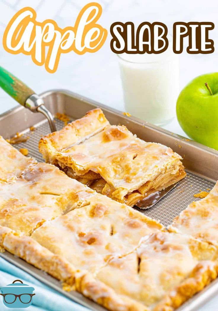 an apple slab pie in a baking pan