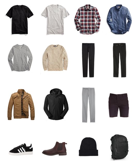 mens-carry-on-packing-list-europe Packing List For Europe, Capsule Wardrobe Men, Europe Winter Travel, Men's Capsule Wardrobe, Packing List Men, Europe Packing List, Europe Travel Outfits, Packing For Europe, Carry On Packing