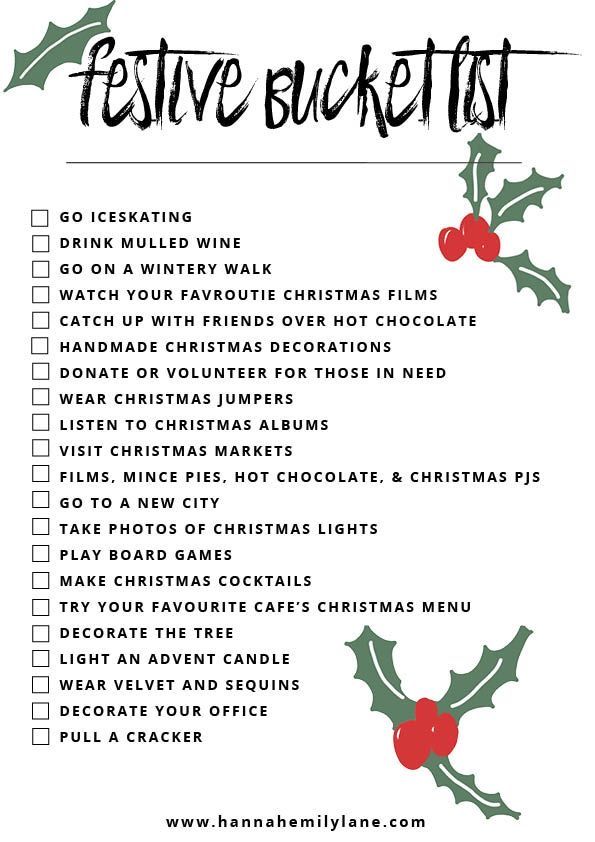 the festive bucket list for christmas